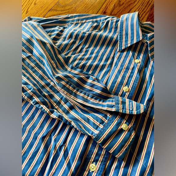 Lauren Ralph Lauren Women’s Size 10 Embroidered Crest Logo Striped Cotton Shirt - Picture 4 of 11